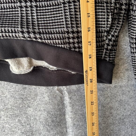 John Elliott Hoodie Black White Plaid Houndstooth Cropped Sweatshirt - Picture 9 of 12